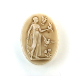 German Glass Classic Cameo Woman with Birds Oval 18x13MM ANTIQUE IVORY, each