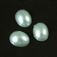 10x8mm Oval Light Sapphire Pearl Finish Acrylic Cabochon, pk/24