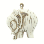 29mm Faux Ivory Elephant Pendant, Faux Carved Bone, pack of 6