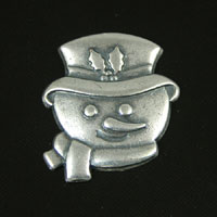25x20mm Christmas Snowman Head Charm, Classic Silver, pk/6