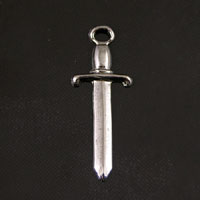 25x11mm(1in) Straight Sword-Dagger Charm/Pendant, Antiqued Silver, -pk/6