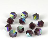 Swarovski Crystal 6mm Bicone Beads, Siam AB, pk/12