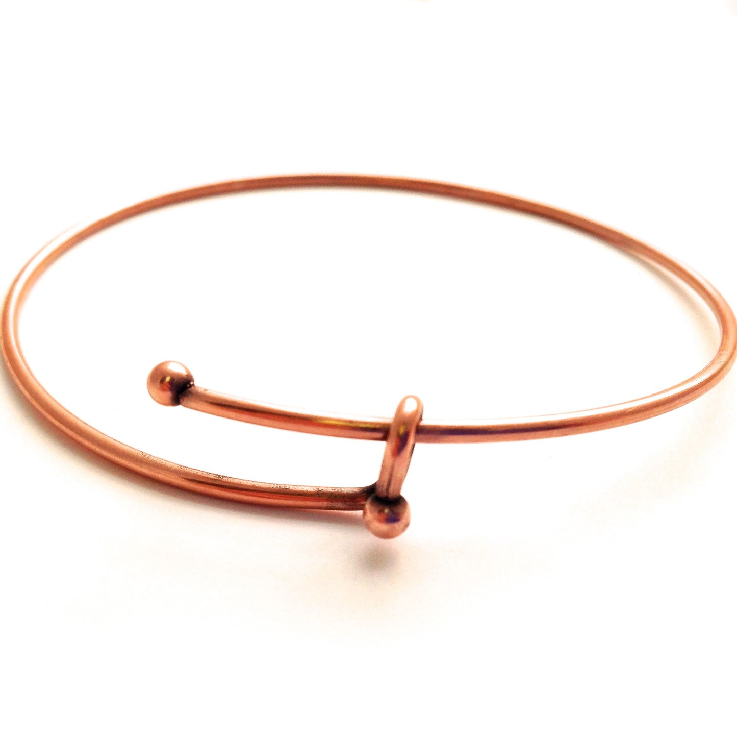 6in Copper Finish Wire Bangle Bracelet with Ball catch, each