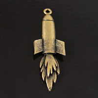 47x17mm NASA Spaceship Rocket Missile Charm, Antique Gold, pack of 6