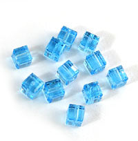 Swarovski Crystal 4mm  Square Beads, Aqua, pack of 12