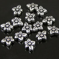 12x10x4mm Flower Beads, Classic Silver,  12in Strand