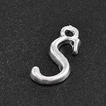 15mm S Alphabet Letter Charms, Silver, Pack of 12