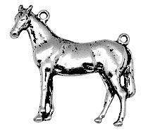 46mm Horse Pendant Charm, antique silver, Pack of 6