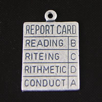 21x14mm Report Card Charm, Classic Silver, pk/6