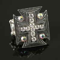 1.15 Swarovski Crystal Cross Ring, comfort stretch band