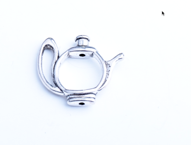 Teapot Bead Holder, Antique Silver, 12 each