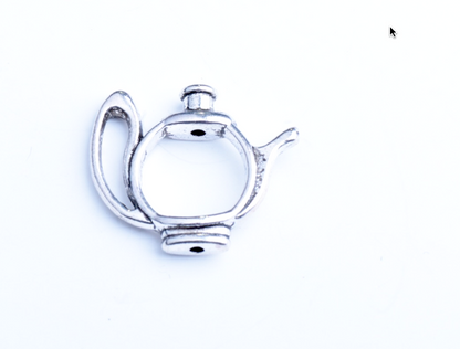 Teapot Bead Holder, Antique Silver, 12 each