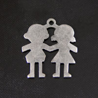 15mm Pair of Friends Silhouette Charm, Vintage Silver, 6 pack