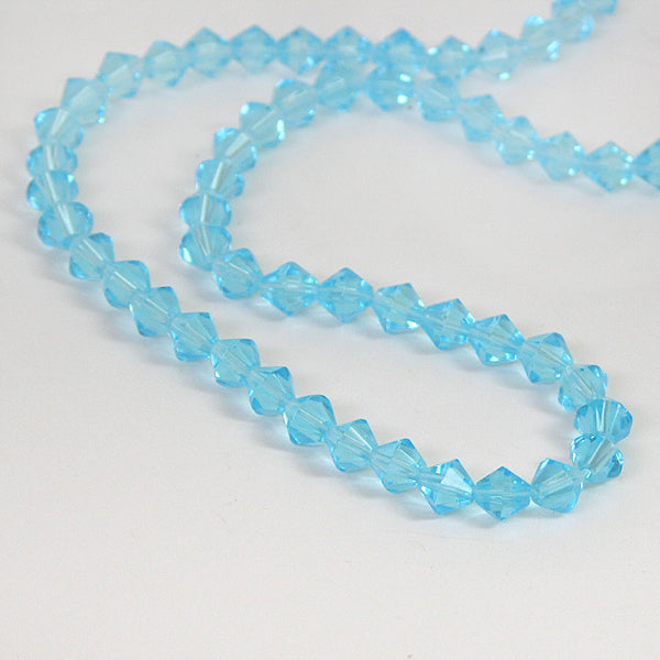 6mm Bicone faceted, aqua crystal beads