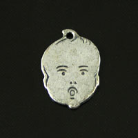 17x13mm Baby Face Charm, Classic Silver, pk/6