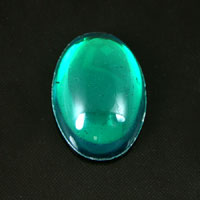 25x18mm Emerald Oval, Acrylic Flat Back w/Silver Back, pk/6