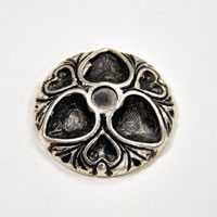 31mm Antique Silver Medallion Flat Back w/10mm Heart setting-bezel ea