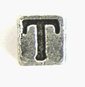 8mm Cast Metal Alphabet Bead, T, pack of 12