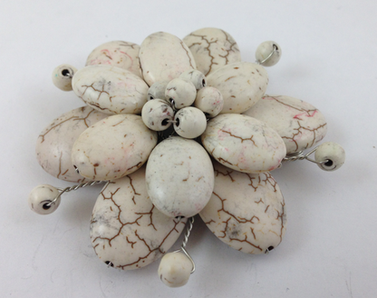 white Floral Custer Brooch  wire formed