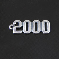 21x7mm 2000 Charm w/Ring, Classic Silver, pack of 6