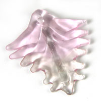 46x38mm Pink Leaf Glass Pendant, ea