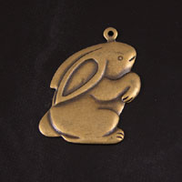 30mm Bunny Rabbit Easter Charm, Vintage Gold, Pack of 6