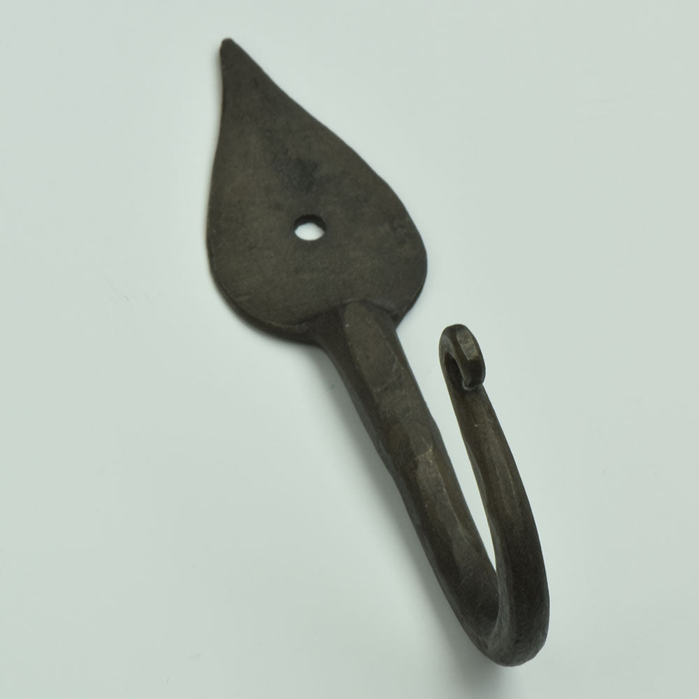 Hand forged Hook , leaf design, 4.5 Inches, total , steel , ea