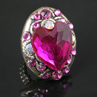 Pink Crested Heart Stretch Ring, each