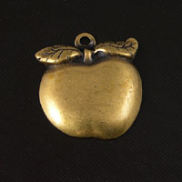 20x21mm Apple Charm, Vintage Brass Metal Stamping, pk/6