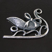 43x29mm Winter Sleigh-Christmas, Classic Silver,pk/6