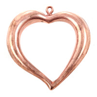 38x40mm Open Heart Pendant Charm, Classic Copper, pk/6