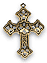 Fleur-de-lis Gothic Cross Charm, antique silver, pack of 6