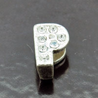 11mm Rhinestone Letter Slide Charm - P