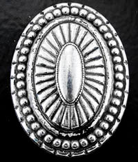 40mm x 30mm Antique Silver Oval Concho, dome with flat back, pack of 3