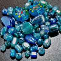 6-16mm Turquoise Glass Bead Mix, ea