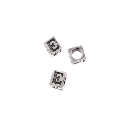 8mm Cast Metal Alphabet Bead, E, pack of 12 08830/E