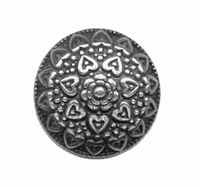 30mm  Round Heart Dome Cabochon, antique silver, pack of 3