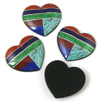 32mm Southwestern Inlay Hearts, Faux Stone Cabochons, pack of 2