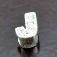 11mm Rhinestone Letter Slide Charm - J, ea