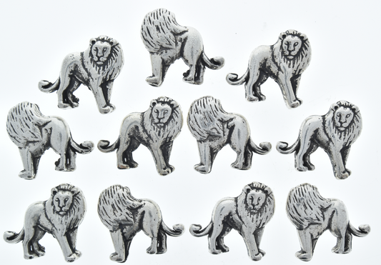 32x30mm Standing Lion, Antiqued Silver, Top Drilled Beads, strand