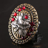 1.6" Vintage Rose with Siam Swarovski Crystal Ring