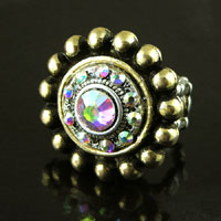 1.37 inch Swarovski Crystal Rivoli Antique Gold Comfort Ring