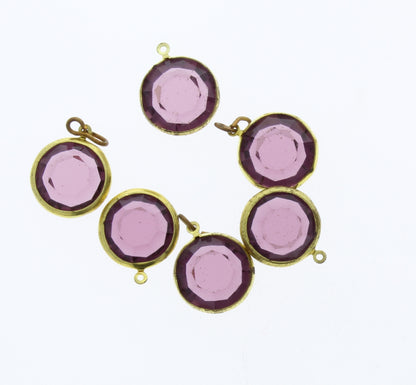 8mm Swarovski Round Channel, Amethyst/Gold Plated  pk/6